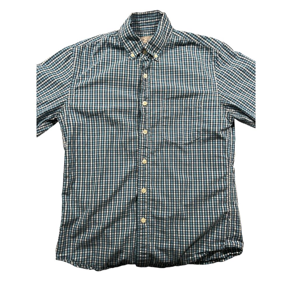 Vintage J. Crew Men's Button-Down Shirt Blue & White Plaid Small